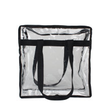 Heavy Duty Zippered Top Stadium Approved Transparent 12" X 12" X 6" Clear PVC Tote Bag with Adjustable Shoulder Strap